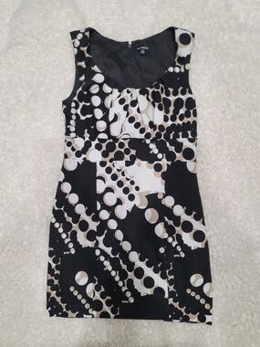le chateau Black, White & Beige Graphic Dot Mini Dress